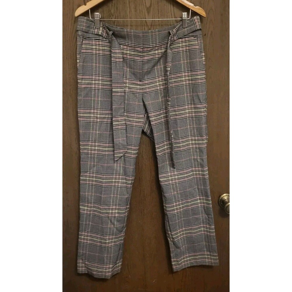 Loft Outlet Womens Plaid Red Yellow Black White Mid Rise Straight Pants Size 10